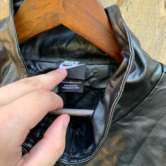 Vintage Nike Leather Jacket Large Black - Picture 7 of 15